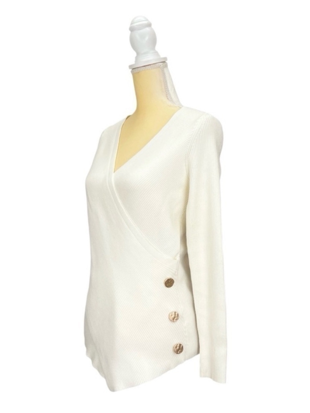 Milly Crossfront Sweater Women’s Size Medium V-Neck Ecru Ivory Revolve EUC - Picture 4 of 10